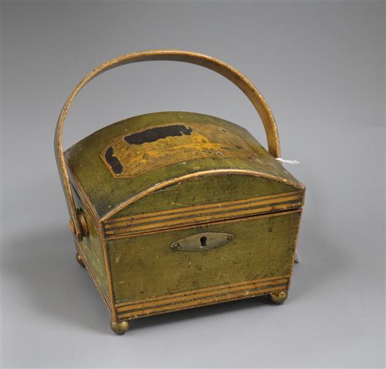 A Regency domed topped sewing basket and cover height 13.5cm